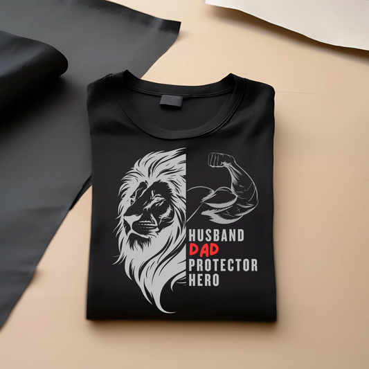 Husband Dad Protector Hero (Black) | Men's Fit