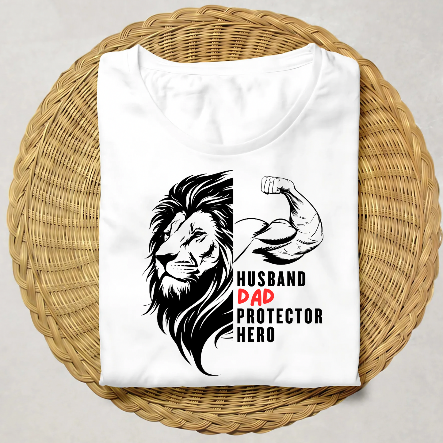 Husband Dad Protector Hero (White) | Men's Fit