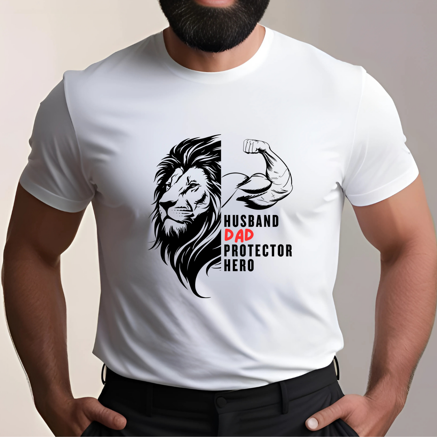 Husband Dad Protector Hero (White) | Men's Fit