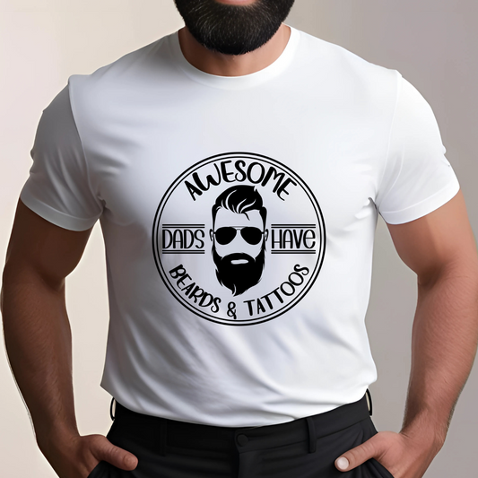 Awesome Dads Have Beards and Tattoos (White)
